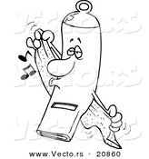 Vector of a Cartoon Clean Whistle Towel Drying - Coloring Page Outline by Toonaday