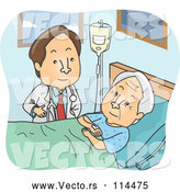 Vector of Brunette Male Doctor Visiting with an Elderly Patient by BNP Design Studio