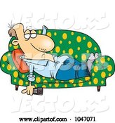 Vector of Cartoon Lazy Guy Watching Tv on a Sofa by Toonaday