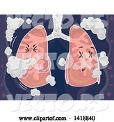 Vector of Cartoon Lungs Mascot Coughing with Smoke by BNP Design Studio