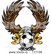 Vector of Fierce Bald Eagle Flying with a Soccer Ball in Its Talons by Chromaco
