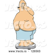 Vector of Guy Covering His Mouth in Shock After Weighing Himself on a Scale by Djart