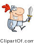 Vector of a Happy Knight Carrying Sword and Shield While Walking in Armor by Hit Toon
