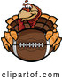 Vector of Turkey Bird Mascot Holding an American Football Thanksgiving Super Bowl by Chromaco